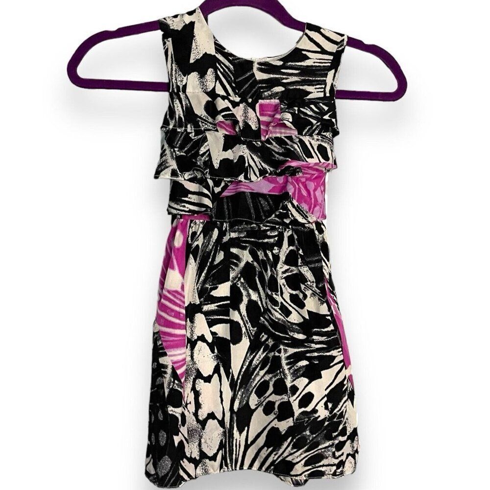 DKNY Tiered Sleeveless Dress Girls Toddler 4 Sleeveless Multicolored School Zip